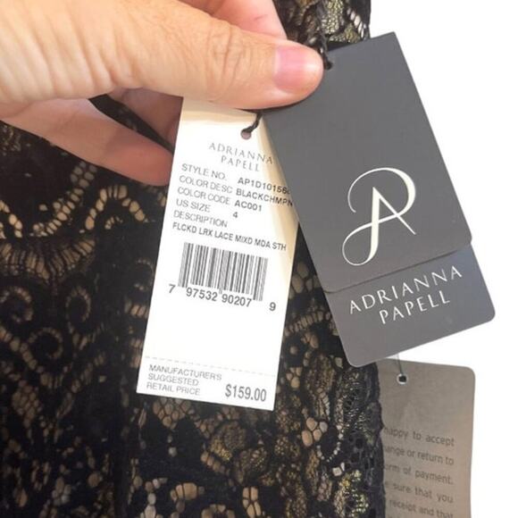 Adrianna Papell - AP1D101560 Sleeveless Velvet Lace Sheath Dress Size 4 NWT - Picture 7 of 12